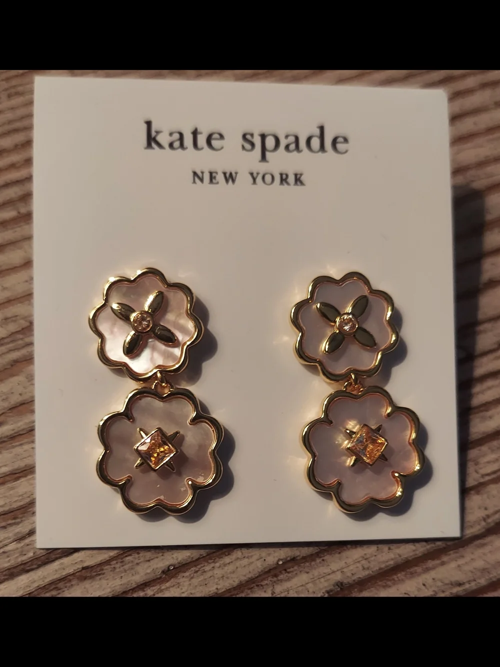 kate spade Gold and Blush Floral Double Drop Earrings